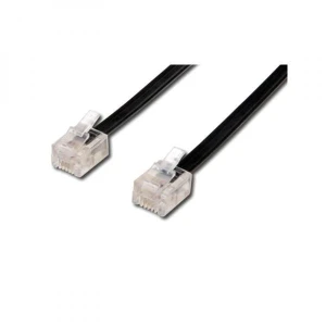 Kabel telefoniczny 4-żyłowy, RJ11 M - RJ11 M, 10 m, czarny, do ADSL modem economy