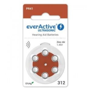 Baterie do aparatów słuchowych 312 / PR41 everActive ULTRASONIC 312- 6 sztuk