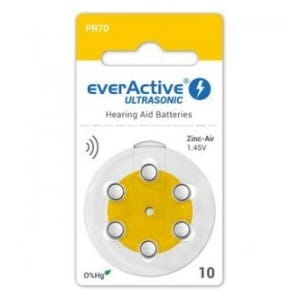 Baterie do aparatów słuchowych 10 / PR70 everActive ULTRASONIC 10- 6 sztuk
