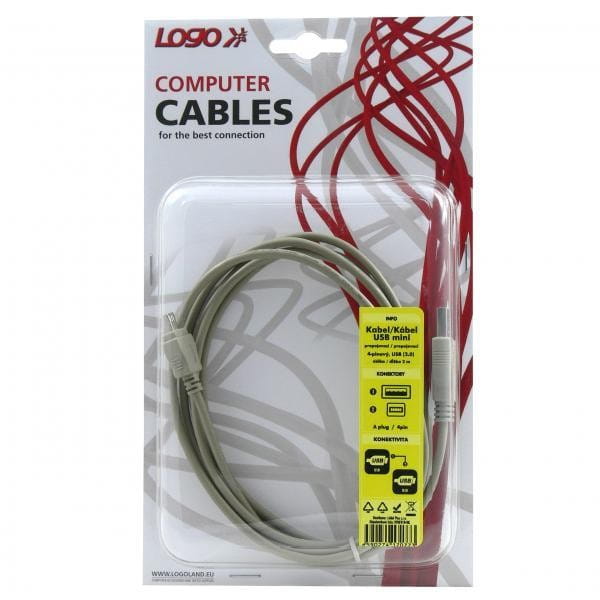 Kabel USB (2.0), USB A M- 4 pin M, 1.7m, czarny, Logo, blistr