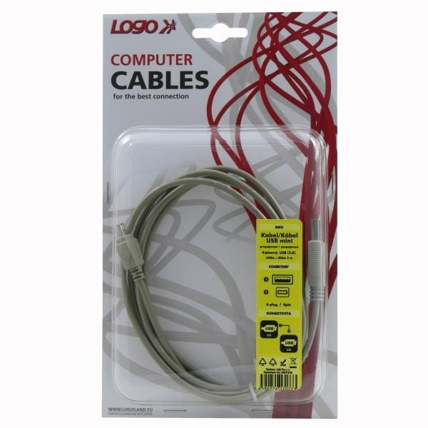 Kabel USB (2.0), USB A M- 4 pin M, 1.7m, czarny, Logo, blistr