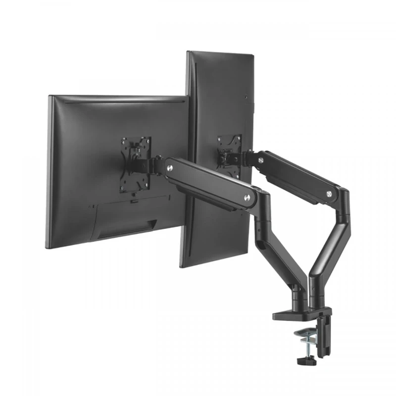 Regulowany uchwyt ULTRADESK na 2 monitory, mocowanie na zacisk, 17"-32", 75x75/100x100, czarny