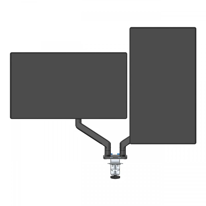 Regulowany uchwyt ULTRADESK na 2 monitory, mocowanie na zacisk, 17"-32", 75x75/100x100, czarny