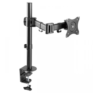 Regulowany uchwyt ULTRADESK SKELETON Single na monitor, 2-9KG, mocowanie na zacisk, 17"-30", 75x75/100x100, czarny
