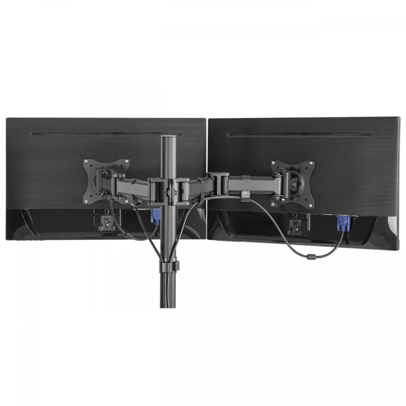 Regulowany uchwyt ULTRADESK na 2 monitory, mocowanie na zacisk, 17"-30", 75x75/100x100, czarny