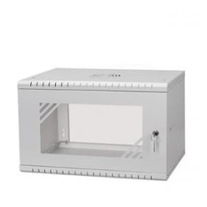 Szafa wisząca Rack 19" Netrack, ECO-Line, 6U/450mm, szara, drzwi przeszklone
