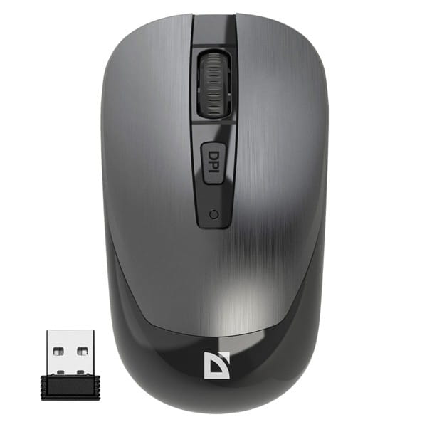 Defender Mysz WAVE MM-995, 1600DPI, 2.4 [GHz], optyczna, 3kl., bezprzewodowa, srebrna, 1 szt AA, nano odbiornik, cicha