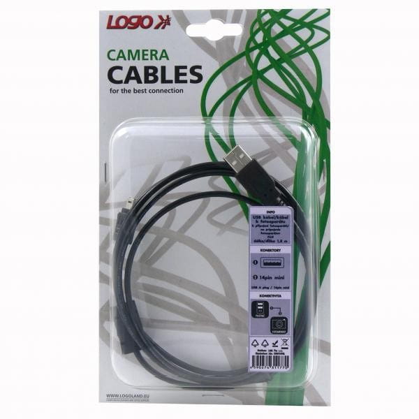 Kabel USB (2.0), USB A M- 14 pin M, 1.8m, czarny, Logo, blistr, FUJI