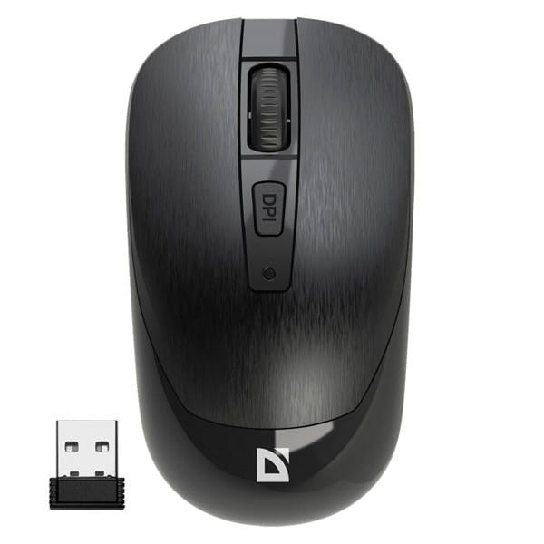 Defender Mysz WAVE MM-995, 1600DPI, 2.4 [GHz], optyczna, 3kl., bezprzewodowa, czarna, 1 szt AA, nano odbiornik, cicha
