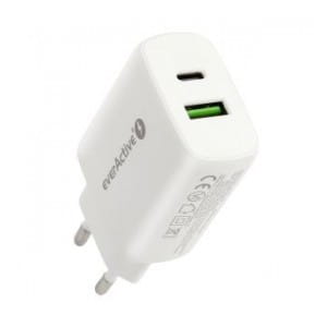 Ładowarka sieciowa everActive SC-370Q z gniazdem USB QC3.0 oraz USB-C PD PPS 25W