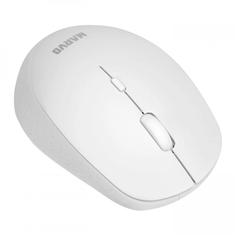 Marvo Mysz WM103WH, 1600DPI, 2.4 [GHz], optyczna, 4kl., bezprzewodowa, biała, 1 szt AA, biurowa, cicha