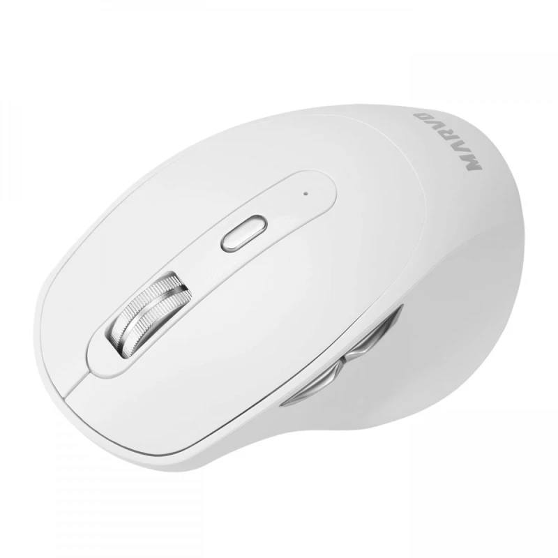 Marvo Mysz WM106W WH, 1600DPI, Bluetooth a 2,4GHz, optyczna, 6kl., bezprzewodowa, biała, wbudowany akumulator, biurowa, cicha