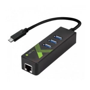 Karta sieciowa / Adapter Techly USB-C / Gigabit RJ45 Hub 3xUSB 3.0