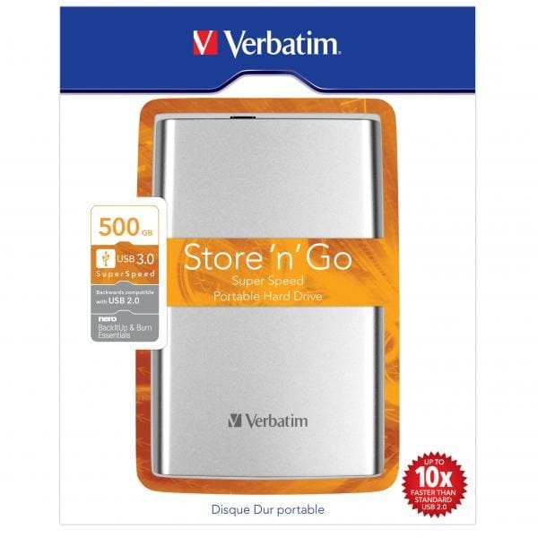 Verbatim zewnętrzny dysk twardy, Store N Go, 2.5", USB 2.0, 500GB, 53021, srebrny