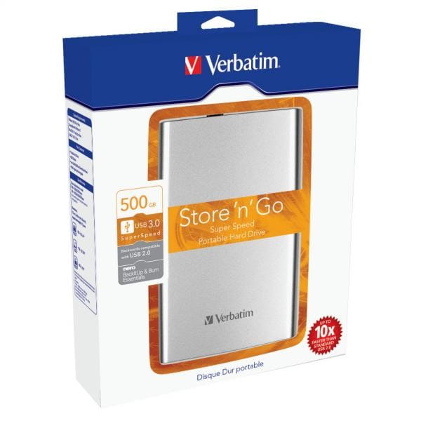 Verbatim zewnętrzny dysk twardy, Store N Go, 2.5", USB 2.0, 500GB, 53021, srebrny