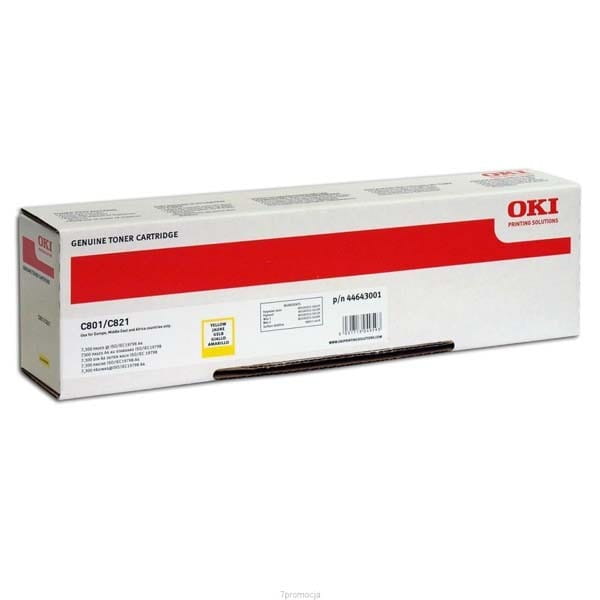 OKI oryginalny toner 44643001, yellow, 7300s, OKI C801, C821, O