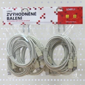Logo Przedłużacz USB (2.0), USB A M - USB A F, 3m, czarna, cena za 1 szt.