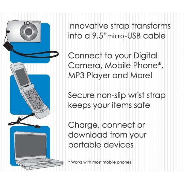 Kabel USB (2.0), USB A M- USB micro M, 0.3m, czarny, Logo, smycz na telefon