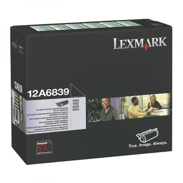 Lexmark oryginalny toner 12A6839, black, 20000s, naklejane etykiety, return, Lexmark T520, N, D, DN, T522, X520 MFP, O