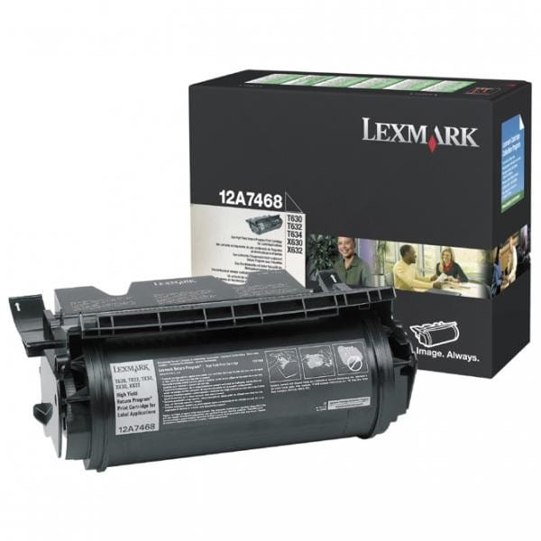 Lexmark oryginalny toner 12A7468, black, 21000s, naklejane etykiety, return, Lexmark T630, T632, T634, X630, X632e, O