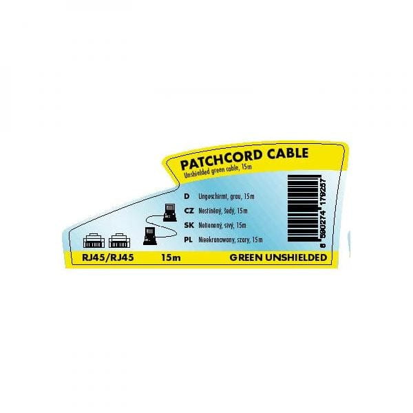 UTP patchcord, Cat.5e, RJ45 M-15m, nieekranowany, szary, Logo, LOGO bag