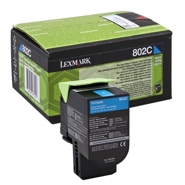 Lexmark oryginalny toner 80C20C0, cyan, 1000s, return, Lexmark CX310dn, CX310n, CX410de, CX410, O