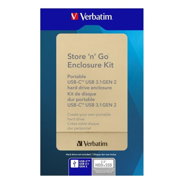 Verbatim metalowa obudowa, Store N Go, 2.5", USB 3.1 (3.2 Gen 2), 53104, złota, dla wewnętrznego dysku HDD i SSD