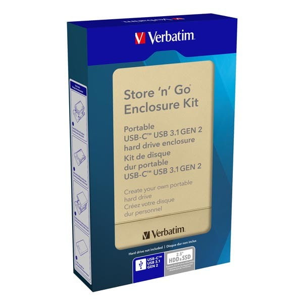 Verbatim metalowa obudowa, Store N Go, 2.5", USB 3.1 (3.2 Gen 2), 53104, złota, dla wewnętrznego dysku HDD i SSD