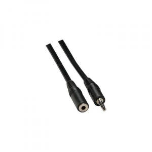 Przedłużacz do kabli audio Jack (3,5mm) M - Jack (3,5mm) F, 3m, czarna, Logo