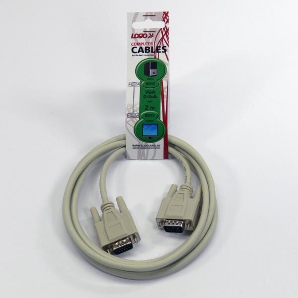 Kabel VGA (D-sub) M- VGA (D-sub) M, 2m, szara, Logo