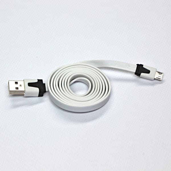 Kabel USB (2.0), USB A M- USB micro B M, 1m, płaski, biały, Logo, blistr