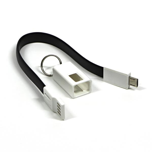 Kabel USB (2.0), USB A M- USB micro B M, 0.2m, czarny, breloczek na klucze