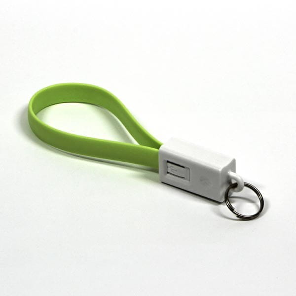 Kabel USB (2.0), USB A M- USB micro B M, 0.2m, jasnozielona, Logo, blistr, breloczek na klucze