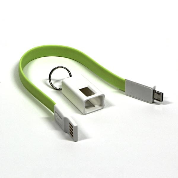 Kabel USB (2.0), USB A M- USB micro B M, 0.2m, jasnozielona, Logo, blistr, breloczek na klucze