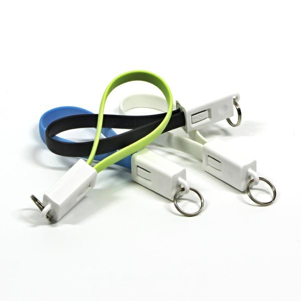 Kabel USB (2.0), USB A M- USB micro B M, 0.2m, jasnozielona, Logo, blistr, breloczek na klucze