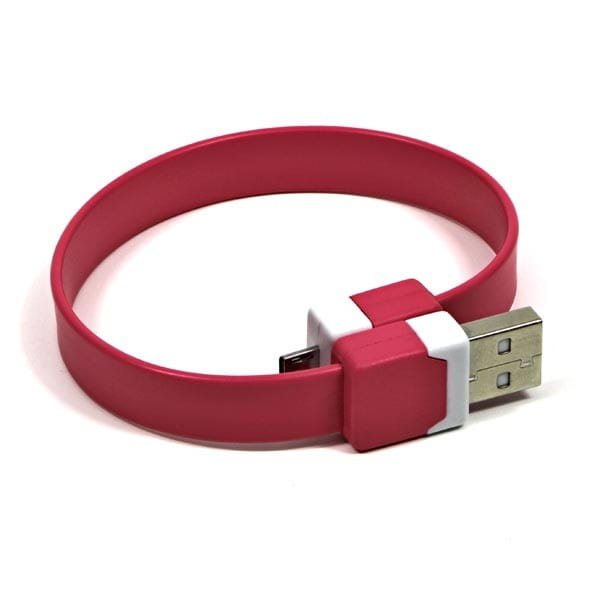 Kabel USB (2.0), USB A M- USB micro B M, 0.25m, różowy, Logo, blistr, na nadgarstek