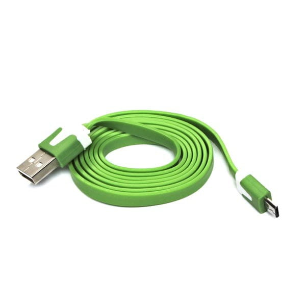 Kabel USB (2.0), USB A M- USB micro B M, 1m, płaski, zielony, Logo, blistr