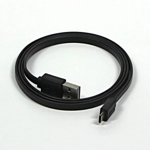 USB kabel (2.0), USB A (M) reversible - microUSB reversible (M), 0.3m, płaski, czarny, dwustronny