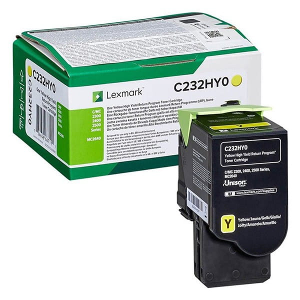 Lexmark oryginalny toner C232HY0, yellow, 2300s, high capacity, return, Lexmark C2325dw,C2425dw,C2535dw,MC2325adw,MC2425adw, O