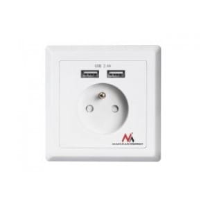 Gniazdko prądowe Maclean MCE251 do zabudowy 2xUSB 5V, 2,4A 86x86mm