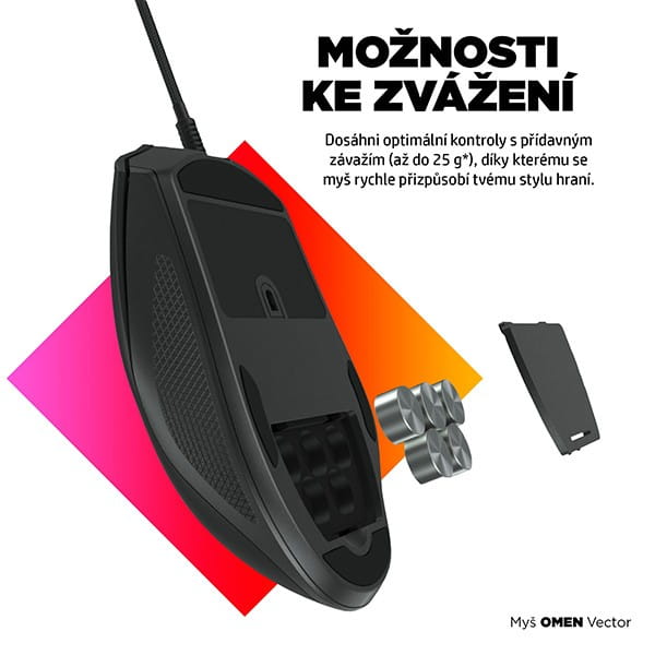 HP Mysz OMEN Vector Gaming, 16000DPI, optyczny, 6kl., przewodowa USB, czarna, 50 mln kliknięć, Microsoft Windows 10