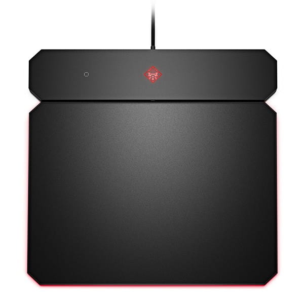 Podkładka pod mysz, OMEN by HP Outpost z ładowarką Qi, do gry, czarna, 346x344 mm, 10.5 mm, HP, podświetlona