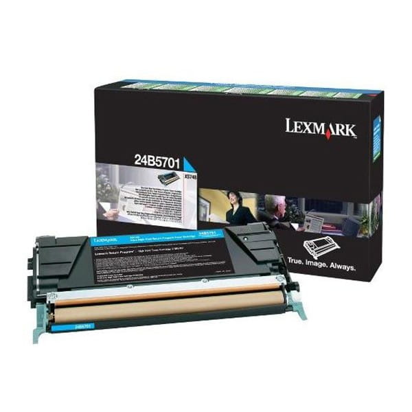 Lexmark oryginalny toner 24B5701, cyan, 10000s, high capacity, return, Lexmark XS748, XS748de, O