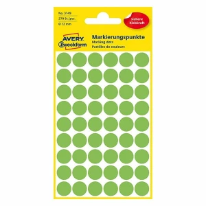 Avery Zweckform etykiety 12mm, neonowa zieleń, 54 etykiety, do znakowania, pakowane po 5 szt., 3149, do pisma odręcznego