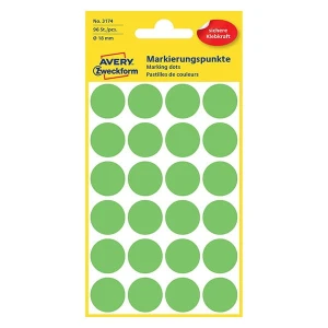 Avery Zweckform etykiety 18mm, neonowa zieleń, 24 etykiety, do znakowania, pakowane po 4 szt., 3174, do pisma odręcznego