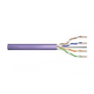 Kabel teleinformatyczny instalacyjny DIGITUS kat.6, U/UTP, LS0H, Dca, AWG 23/1, 100m, fioletowy, karton