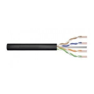 Kabel teleinformatyczny instalacyjny zewnętrzny żelowany DIGITUS kat.6, U/UTP, Fca, drut, AWG 23/1, PE, 305m, czarny, szpula