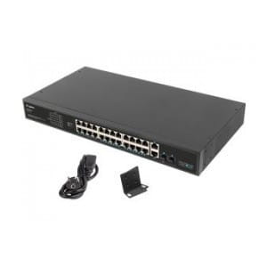 Switch niezarządzalny Lanberg 24x 100Mb PoE+/2x Combo Rack 19" Gigabit Ethernet 360W