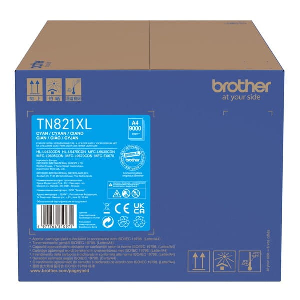 Brother oryginalny toner TN-821XLC, cyan, 9000s, Brother HL-L9430CDN, HL-L9470CDN, MFC-L9670CDN, O