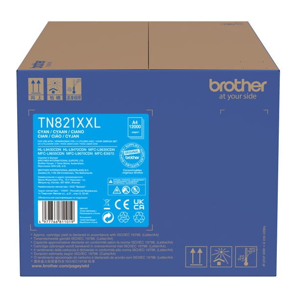 Brother oryginalny toner TN-821XXLC, cyan, 12000s, Brother HL-L9430CDN, HL-L9470CDN, MFC-L9670CDN, O